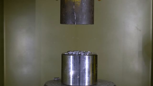 Exploding hardened steel parts with 150 ton Hydraulic Press смотреть онлайн