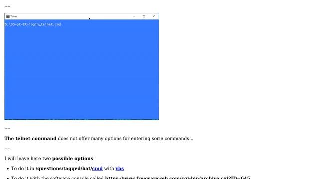How to pass commands to a telnet window with a batch script? смотреть онлайн