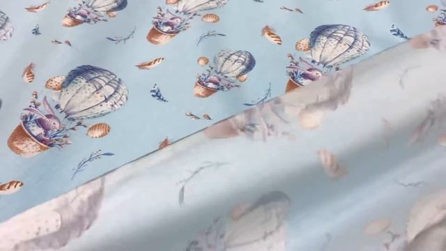 Сатин "Зайки-воздухоплаватели" цв.голубой, ш.1.61м, хлопок-100%, 120гр/м.кв АРТ 19478 смотреть онлайн