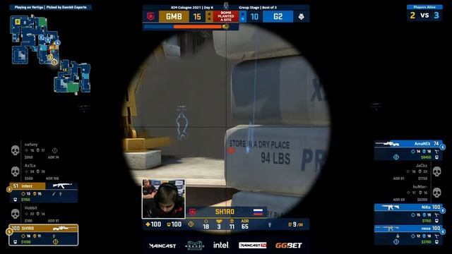 Gambit vs G2: Решительный ТриплКилл с AWP от Sh1ro на Вертиго, IEM Cologne 2021 смотреть онлайн