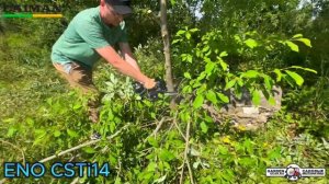 Пила аккумуляторная цепная Caiman ENO CSTi14 14» (Standart Connect) в работе. Пилит ветки и брус