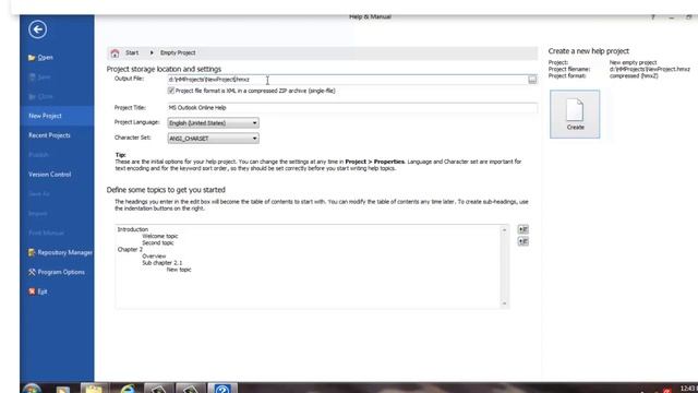 Создание первого проекта в Help+Manual 7.5 смотреть онлайн