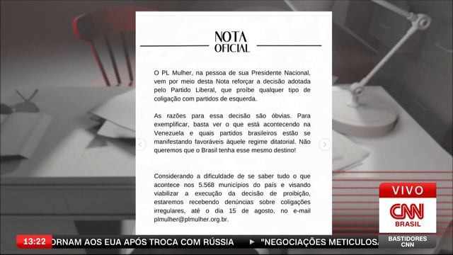 Michelle Bolsonaro proíbe coligação entre PL e esquerda | BASTIDORES CNN смотреть онлайн