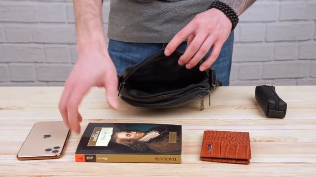 Обзор кожаной мужской сумки флотар Vintage 14720 черного цвета смотреть онлайн