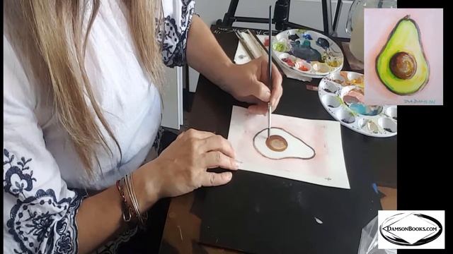 Avocado art tutorial. Easy painting - step by step watercolor смотреть онлайн