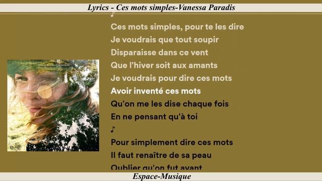 Lyrics Ces mots simples Vanessa Paradis смотреть онлайн