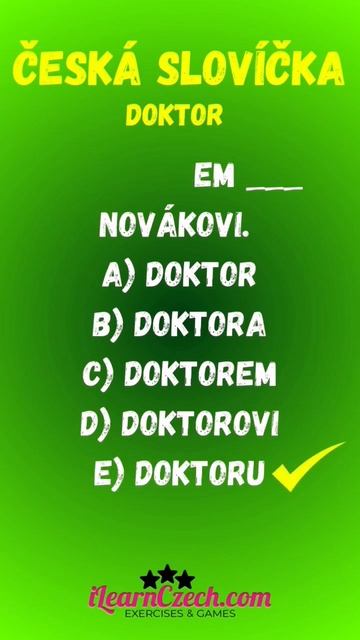 Umíte skloňovat slovo DOKTOR? TEST 12 #cestinaprocizince #learnczech #чешскийязык смотреть онлайн