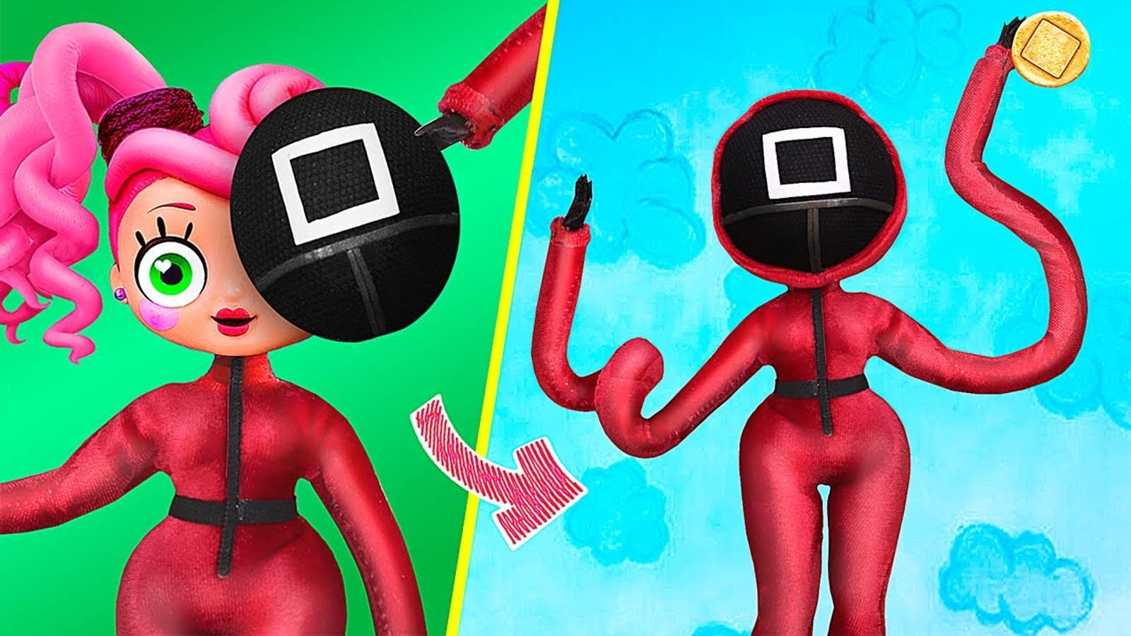 Игра в кальмара с Мамой Длинные Ноги - 10 идей для кукол ЛОЛ смотреть онлайн