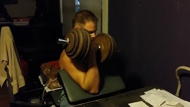 Heavy Dumbbell Preacher Curls - 85lbs " This Guy WEIGHS 152 lbs" смотреть онлайн