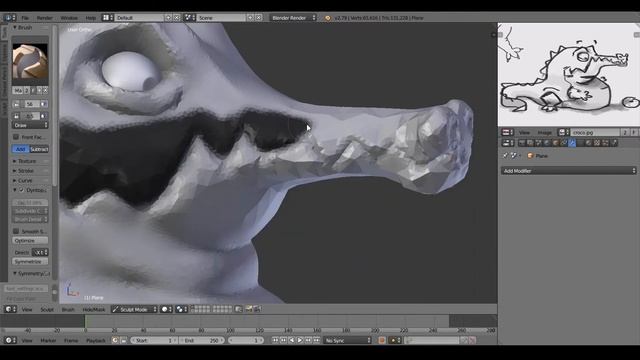Blender sculpt timelapse Croco-Roco смотреть онлайн