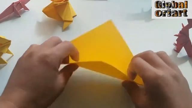 Easy Origami Dinosaur Triceratops Easy Origami Tutorial [ global oriart ] смотреть онлайн