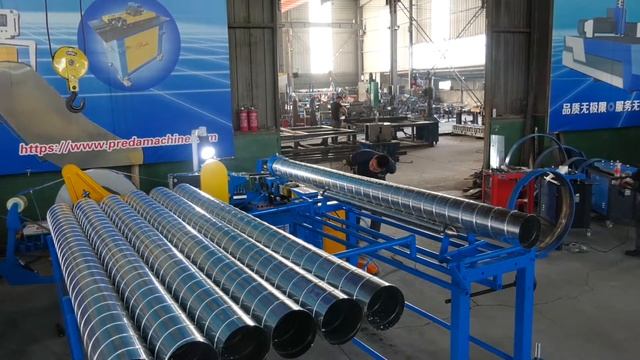 Preda Machine spiral tubeformer under running test at warehouse. смотреть онлайн