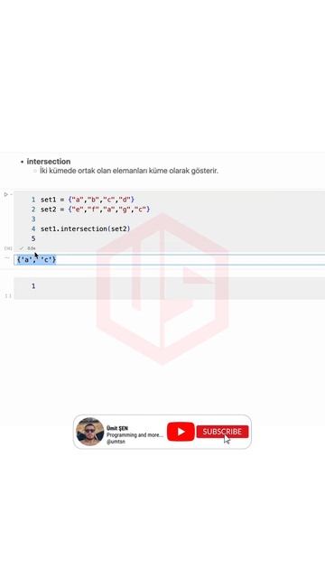 Python Küme Metotları intersection #coding #programming #python смотреть онлайн