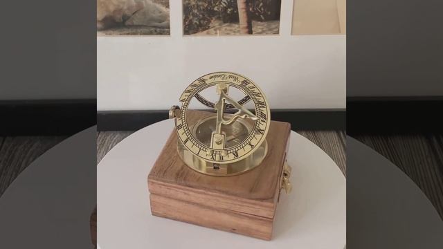 Sundial compass full brass material golden polished with wooden box смотреть онлайн