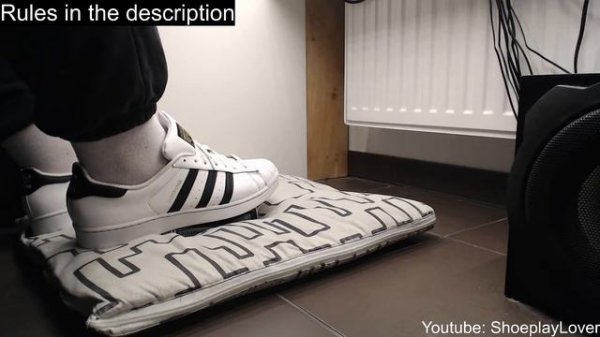 Shoeplay Stream: Wearing white socks and adidas superstars sneakers trampling some stuff or whateve