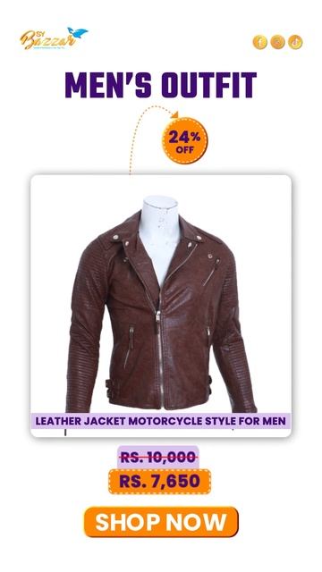 Men's Wear 🕺 Genuine Leather Jacket Motorcycle Style for Men by Bajrang 🧥 SY Bazzar смотреть онлайн
