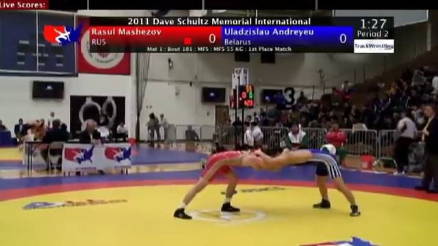 Schultz Freestyle 55kg Final Rasul Mashezov (RUS) vs. Uladzislau Andreyeu (BLR) смотреть онлайн