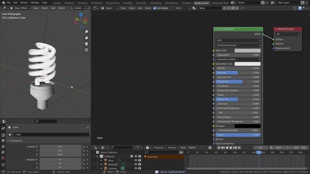 CFL Light Bulb model with Geometry Nodes in Blender 3D (Timelapse) смотреть онлайн
