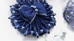 Бантики / канзаши из ленты, бусин, кружева (новинка, новый лепесток)