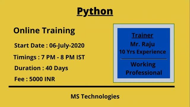 New Python Online Training Batch | Python | MS Technologies смотреть онлайн
