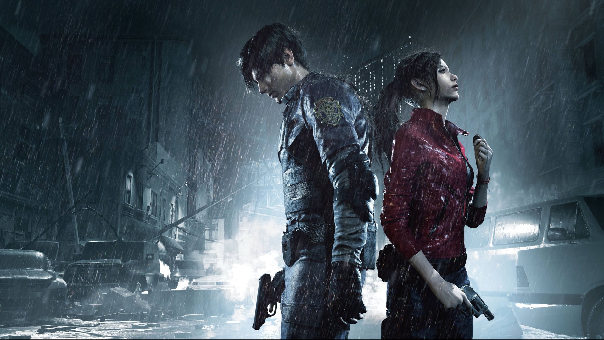 Resident Evil 2 Remake - Save Room Theme + rain with thunderstorm and the fire in the fireplace