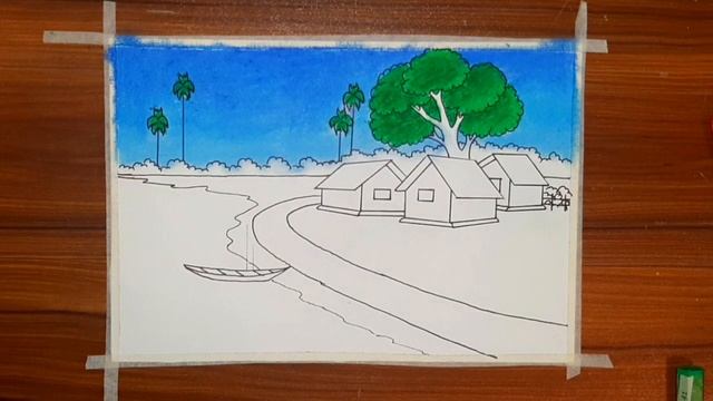 How to draw a scenery of Rainy season step by step {very easy} Rainy season drawing | Easy drawing смотреть онлайн