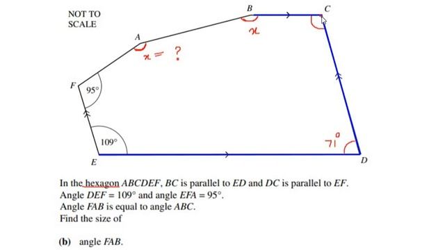 In the hexagon ABCDEF, angle DEF= 109° and angle EFA= 95°. Find the missing angles. смотреть онлайн