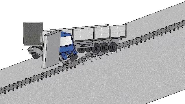 38 tons truck impacting H2 barrier protecting bridge deck смотреть онлайн