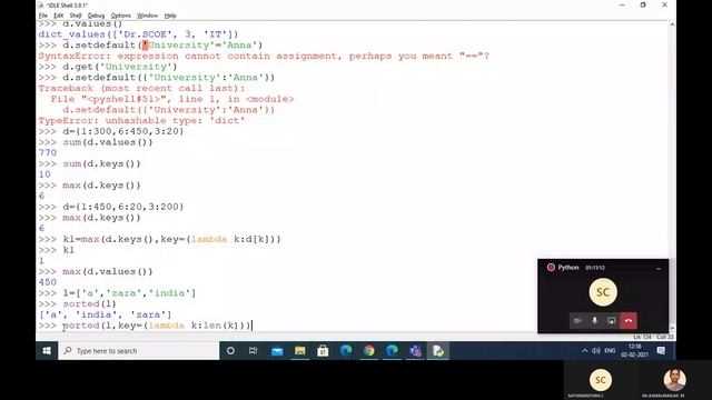 sorted()|max() method with key argument in Python-Tamil смотреть онлайн