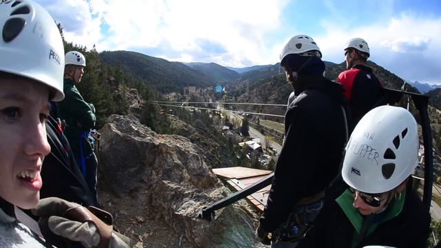 Arriving at Zipline Tower #1 overlooking Valley | AVA Zipline Adventures Idaho Springs, CO смотреть онлайн
