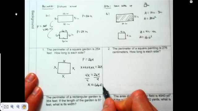 P 134 Finding the Side Length of a Rectangle Given its Perimeter or Area смотреть онлайн