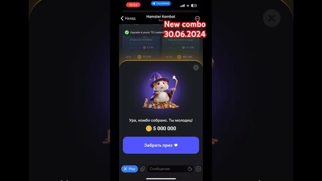 Комбо 30.06.24 hamster Kombat! #cripto #hamsterkombat #хомяк #hamstercombo #hamsters #combo #комбо смотреть онлайн