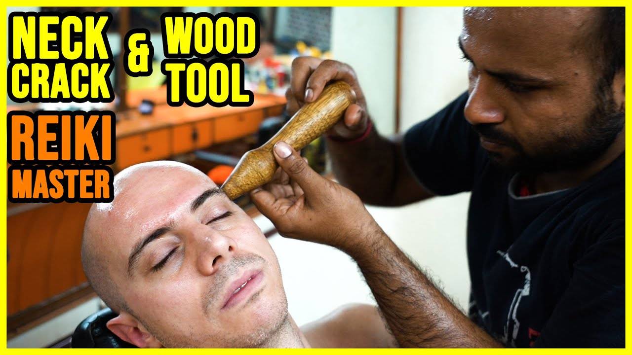 ASMR HEAD and BACK MASSAGE with NECK CRACKING and WOOD TOOLS by REIKI MASTER смотреть онлайн