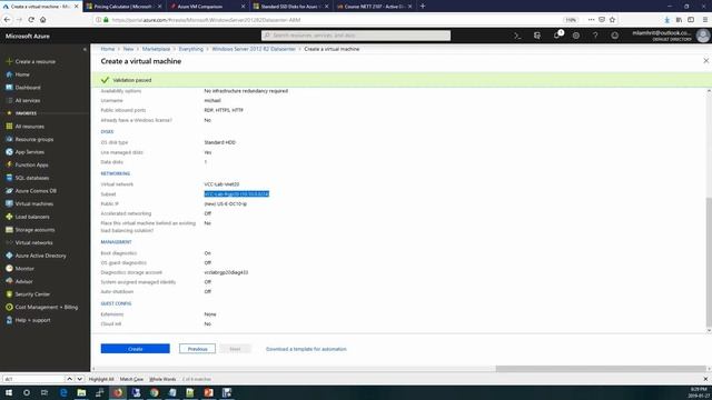 Azure-Lab-1a Create Resource Group, Virtual Network and Windows Server смотреть онлайн