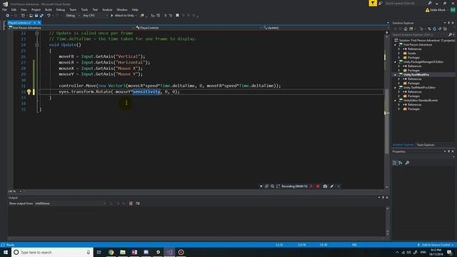 Unity 2018.2 First Person Adventure Game Tutorial 4 - Mouse movement, camera & player rotation смотреть онлайн