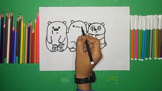 How To Draw We Bare Bears drawing | Grizzly, Panda and Ice | Easy Step-by-Step Tutorial смотреть онлайн