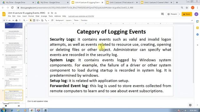 Unit-4 Lecture-8 Security Policy, Logging Events, MMC смотреть онлайн