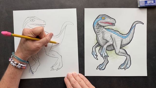 How To Draw Velociraptor Blue