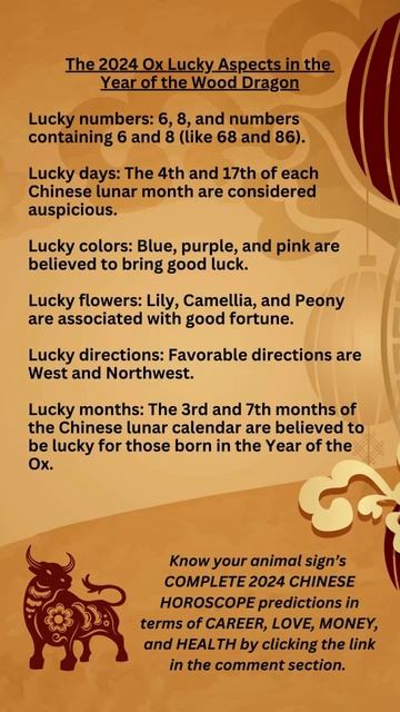 2024 OX Chinese Horoscope. Lucky Numbers, Lucky Colors, and MORE! #2024chinesehoroscope смотреть онлайн