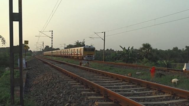Aerodynamic speedy EMU local train dangerously crossing rail bridge 😯 смотреть онлайн