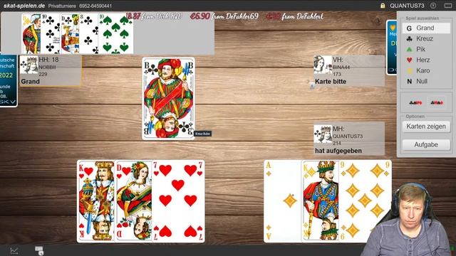Live-Skat 19:30 Uhr Rangliste + 36 Spiele Cent Abrechnung смотреть онлайн