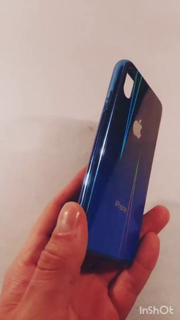 Iphone XS X Glass Case Стеклянная накладка Айфон 10 с переливом Градиент Синий с логотипом смотреть онлайн