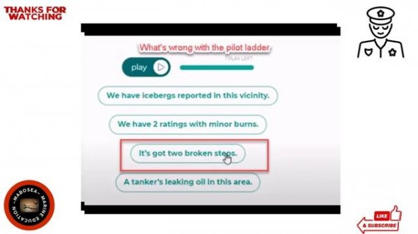 Marlins Test: Listening, Correct answer  practice for seafarers