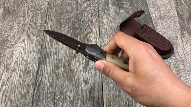 ASH AD 20 Damascus steel custom handmade pocket folding knife смотреть онлайн
