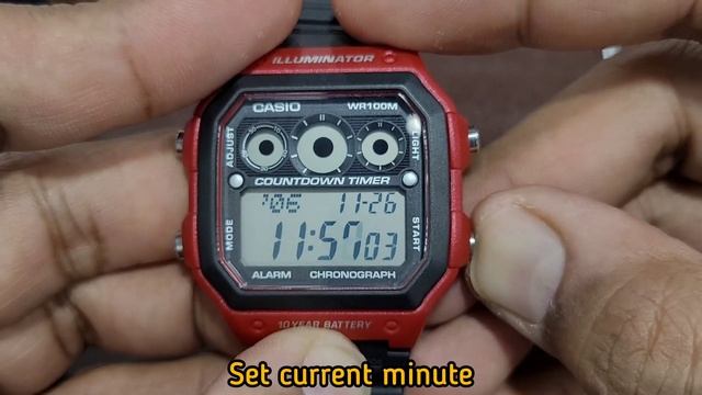 How To Setting Time CASIO AE-1300 Digital Time Watch