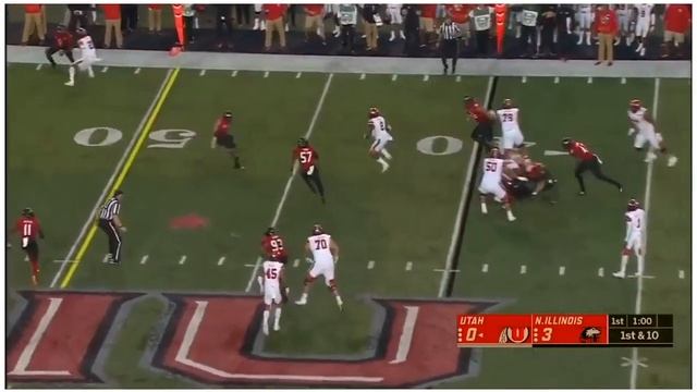 Jackson Barton (LT, #70) stonewalls the edge on run block vs. NIU (2018) смотреть онлайн