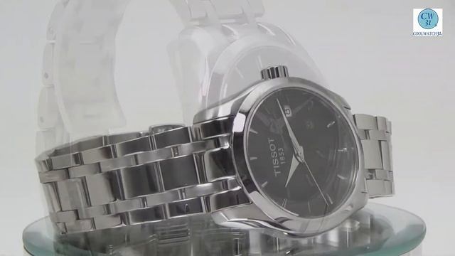 TISSOT T035.210.11.051.00 LADYS WATCH COUTURIER SILVER BLACK DIAL REVIEW ティソ レディース смотреть онлайн