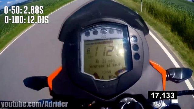KTM Duke 125: 0 - 100 (+TOP Speed 132km/h) смотреть онлайн