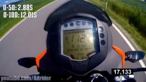 KTM Duke 125: 0 - 100 (+TOP Speed 132km/h)