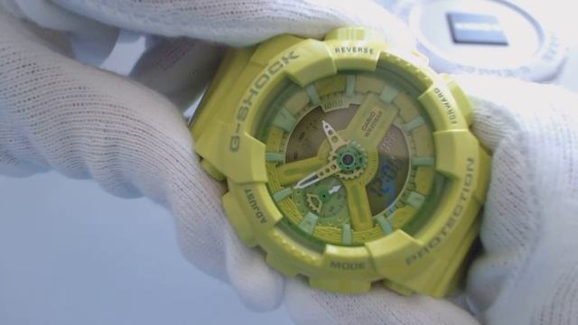 Women's Neon Green Casio G Shock S Series Watch GMAS110CC 3 смотреть онлайн